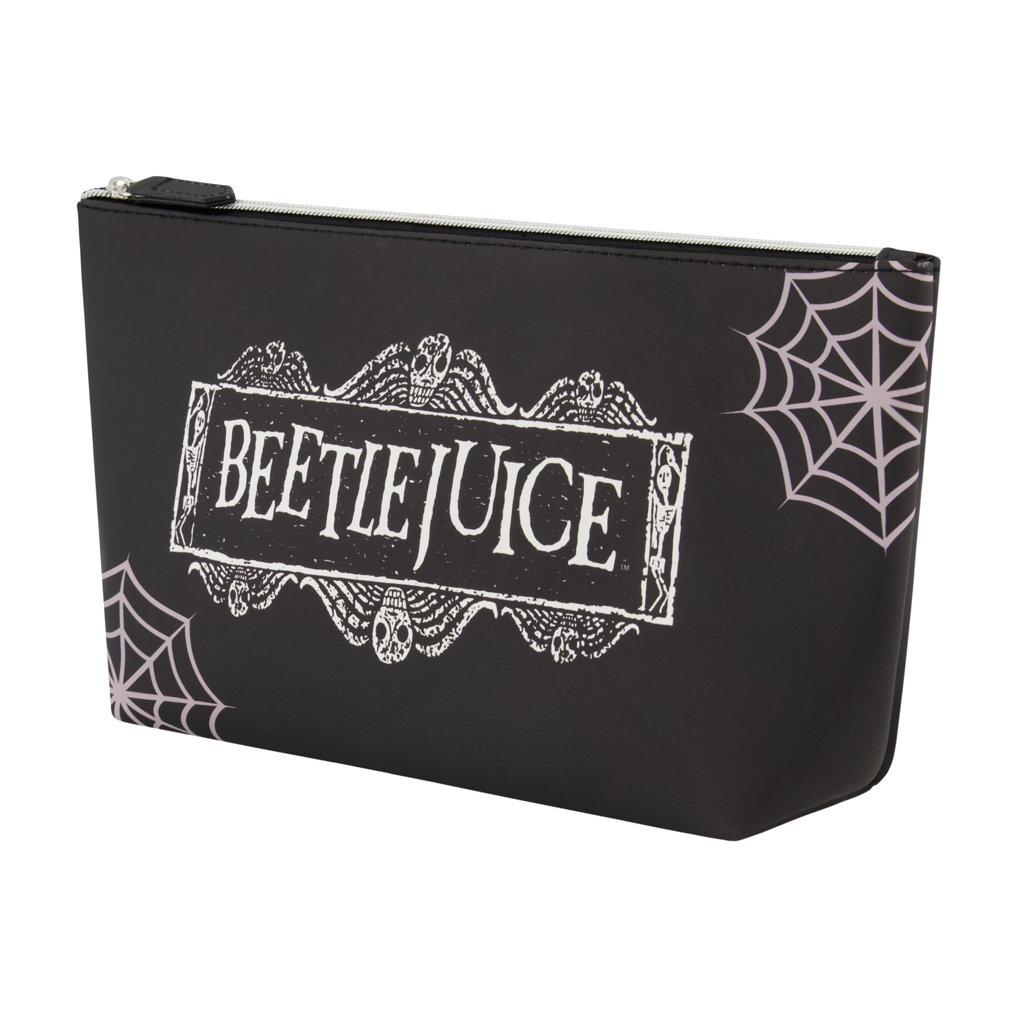 Beetlejuice Travel Makeup Bag, Trapezoid Cosmetic Organizer Pouch for Women, Black