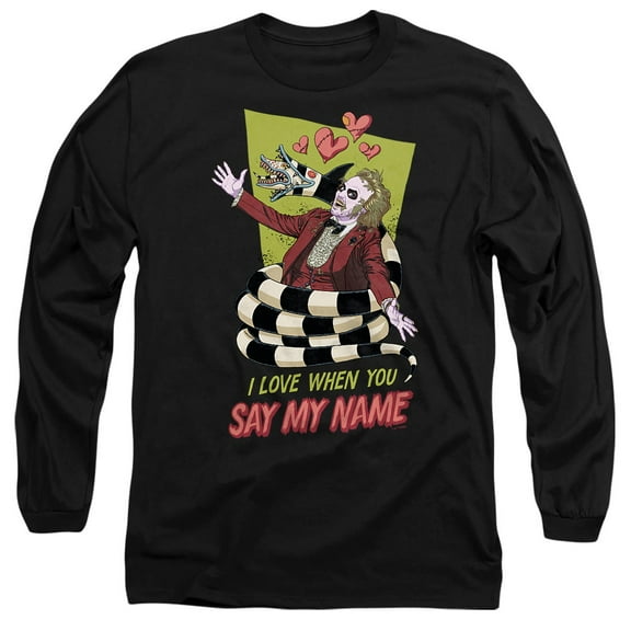 Beetlejuice Valentine Sandworm Unisex Adult Long-Sleeve T Shirt, Black, Small