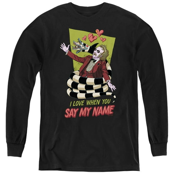 Beetlejuice Valentine Sandworm Youth Long Sleeve T Shirt, Black, Medium
