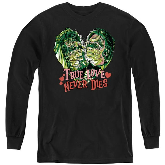 Beetlejuice Valentine True Love Never Dies Youth Long Sleeve T Shirt, Black, X-Large