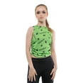 thumbnail image 1 of Beetlejuice Vest Repeat Logo Ruched Side Cropped Womens Skinny Fit Green, 1 of 4