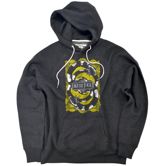 Beetlejuice We Got Worms Unisex Adult Slim Fit Pull-Over Heather Hoodie, Charcoal, 2X-Large