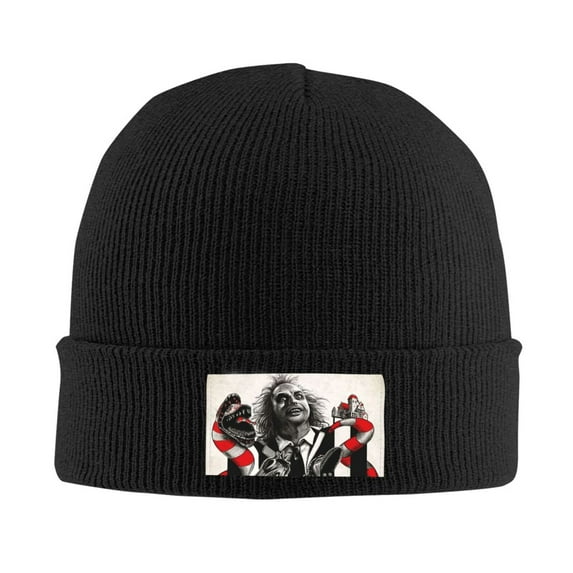 Beetlejuice Winter Hats Warm Knit Cuffed Beanie Unisex Skull Knitted Caps Fashion Ski Hat For Men And Women Black