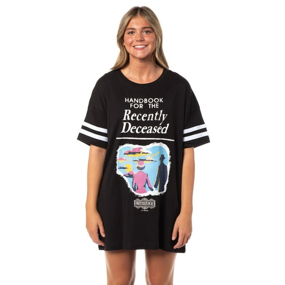 Beetlejuice Women's Recently Deceased Movie Nightgown Pajama Shirt Dress For Adults