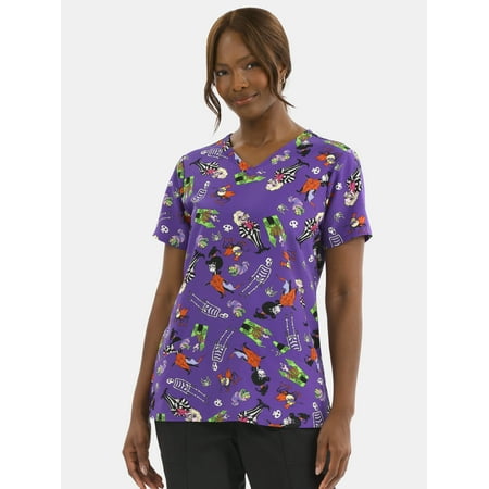 Beetlejuice Women's Graphic Scrub Top, Sizes S-3XL