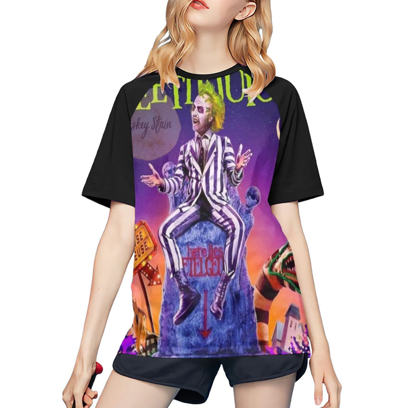 Beetlejuice Womens Baseball TShirts Crew Neck Short Sleeve Shirt