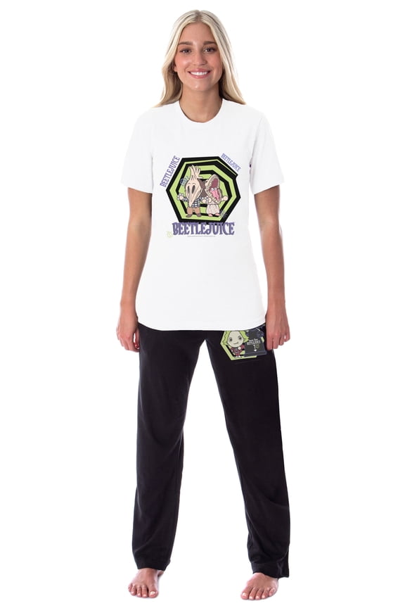 Beetlejuice Womens' Chibi Maitlands Sleep Pajama Set Shirt and Pants