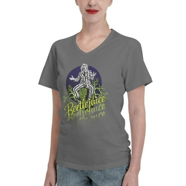 Beetlejuice Women's Tops Short Sleeve V Neck T Shirts Summer Casual Tees Women's V Neck T Shirts