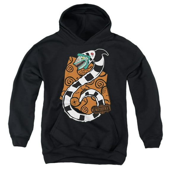 Beetlejuice Worm Kids Pull-Over Hoodie (Small) for Youth Boys and Girls, Black