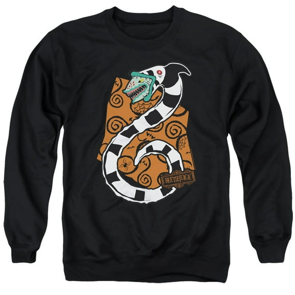 Beetlejuice Worm Unisex Adult Crewneck Sweatshirt,Black, Large