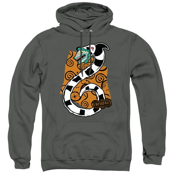 Beetlejuice Worm Unisex Adult Pull-Over Hoodie,Charcoal, X-Large