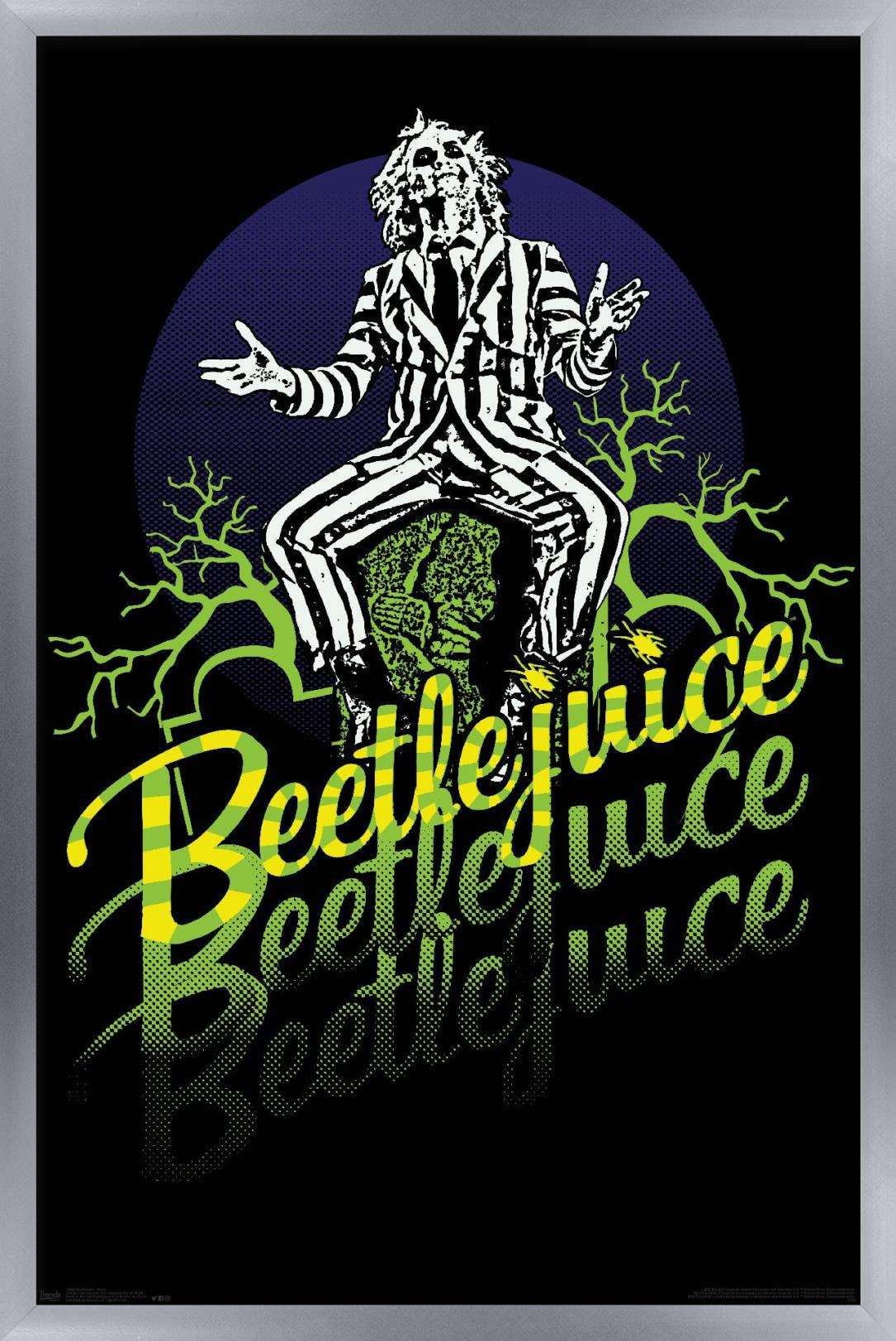 Beetlejuice - Yellow and Green Neon Wall Poster, 14.725" x 22.375", Framed