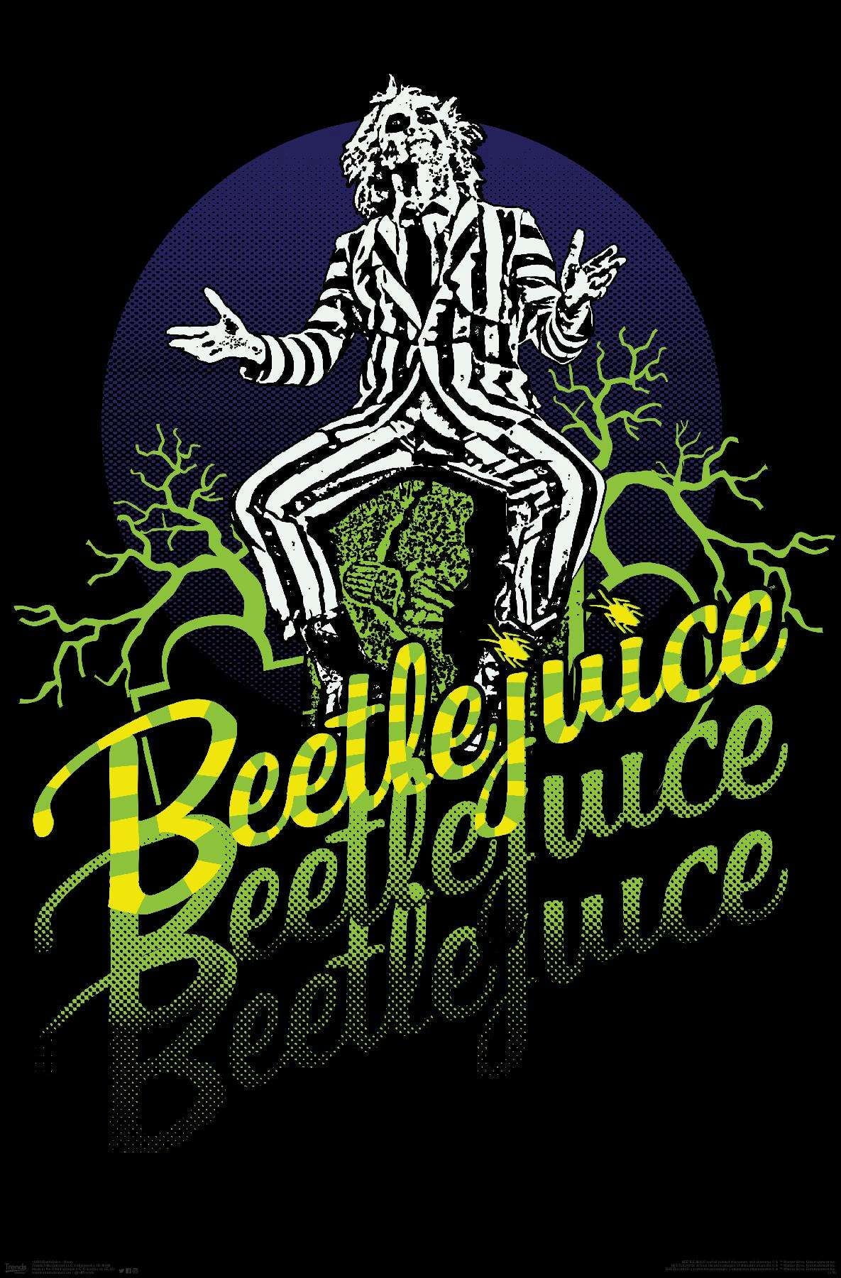 Beetlejuice - Yellow and Green Neon Wall Poster, 14.725" x 22.375"