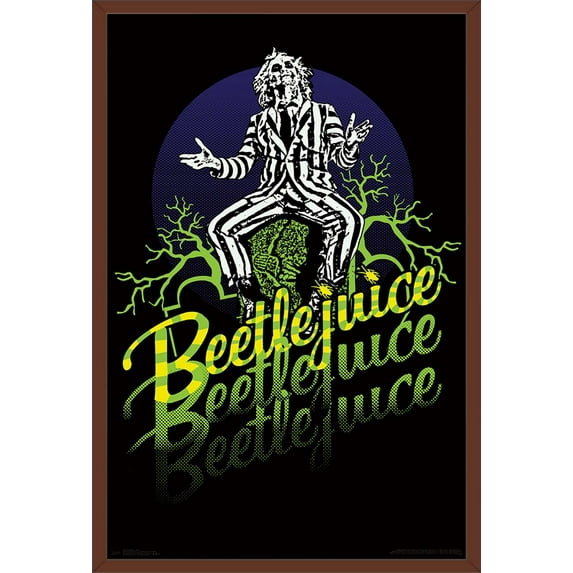 Beetlejuice - Yellow and Green Neon Wall Poster, 22.375" x 34", Framed