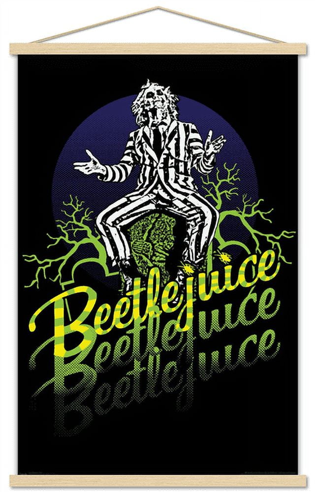 Beetlejuice - Yellow and Green Neon Wall Poster with Magnetic Frame, 22.375" x 34"