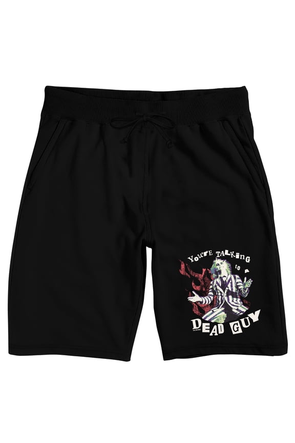 Beetlejuice "You're Talking To A Dead Guy" Men's Black Sleep Pajama Shorts-XL