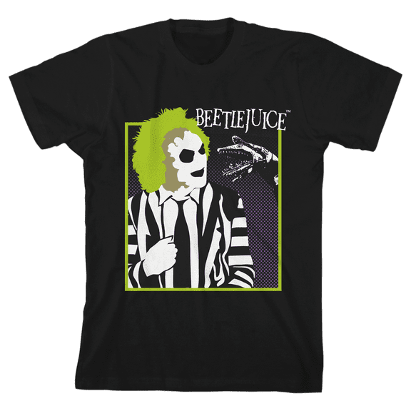 Beetlejuice and the Sandworm Youth Black Graphic Tee-Small