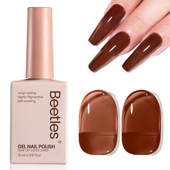 Beetles Mocha Mist Jelly Gel Polish, 15ml, Brown Sheer Translucent UV Formula
