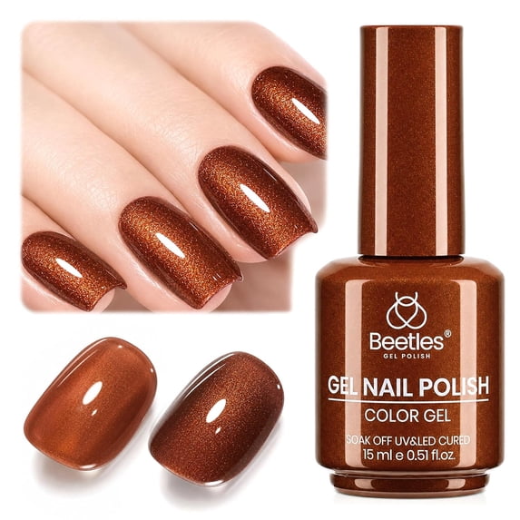 Beetles Brown Gel Nail Polish, 15ML Retro Metallic Shimmer Gel Polish