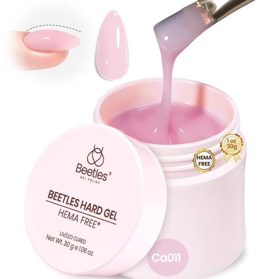 Beetles Builder Gel for Nails, Pink 30g 9 in 1 HEMA-Free Hard Gel for Nail Extensions and Strengthening