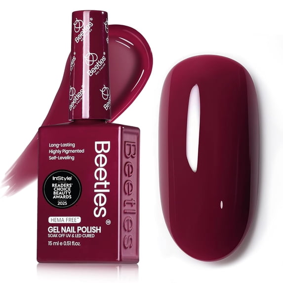 Beetles Burgundy Red Gel Polish, Modern Berry 15ML Wine Red Gel Nail