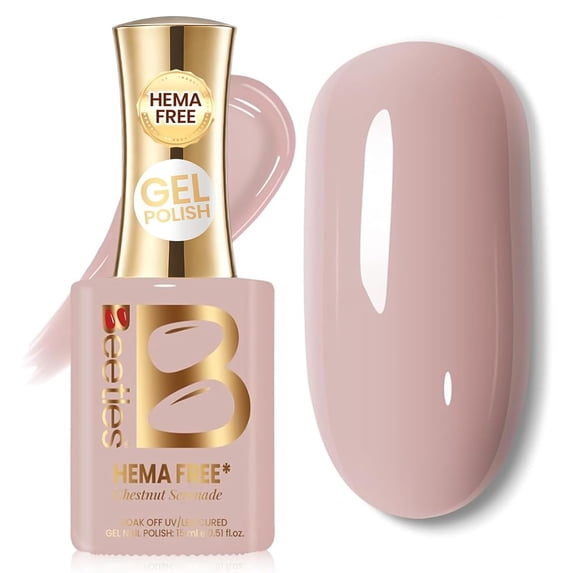Beetles Chestnut Serenade Nude Pink Gel Polish, 15ml Dark Pink HEMA-Free Soak Off UV LED Gel Nail Polish for Fall and Holiday Nail Art