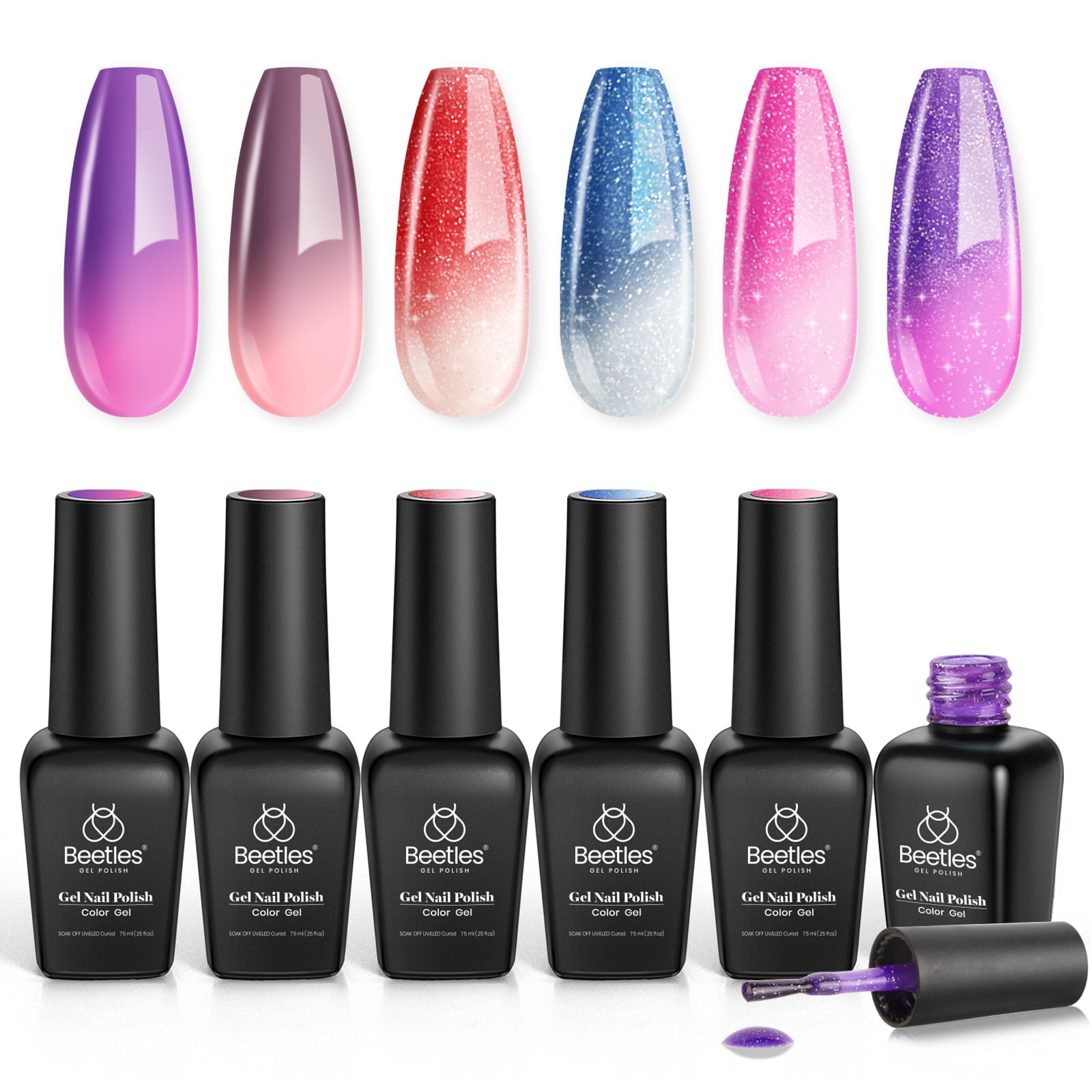 Beetles Color Changing Gel Polish Set 6 Colors Temperature Change