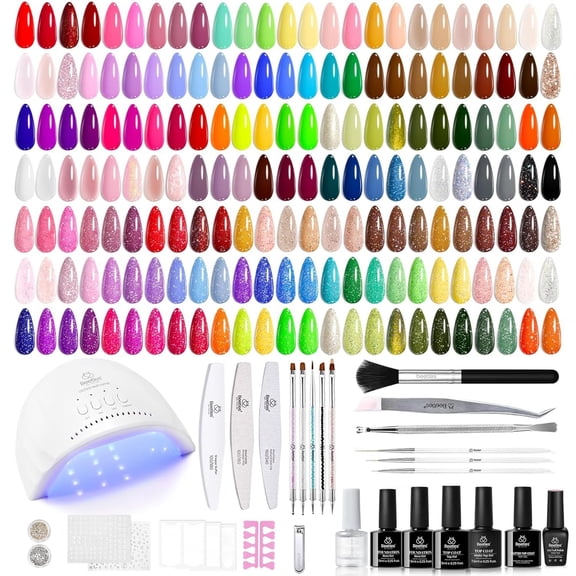 Beetles Infinite Inspirations Gel Polish Kit with UV Light and Top Coat, 100 Colors, 133 Pieces