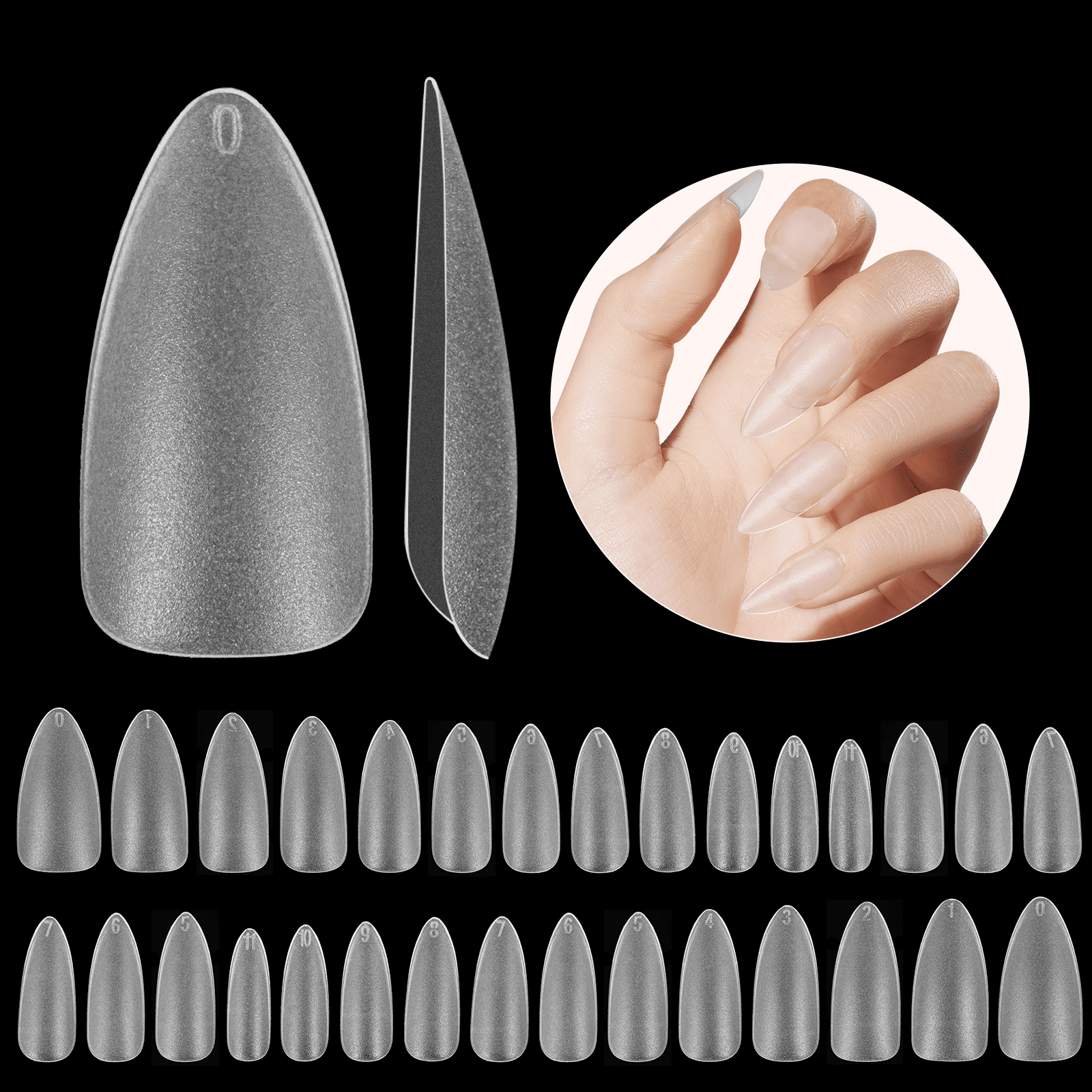 Beetles Gel Nail Tips for Nail Art, 510Pcs Matte Medium Almond Pre