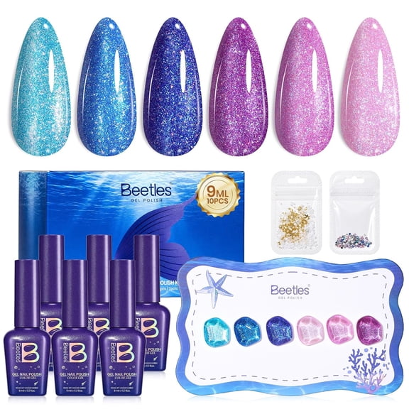 Beetles Glitter Gel Nail Polish Set, Siren Scale Shimmer Gel Polish