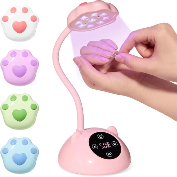 Beetles Gooseneck Flash Cure Nail Lamp, Cordless 2000mAh UV Light Pink