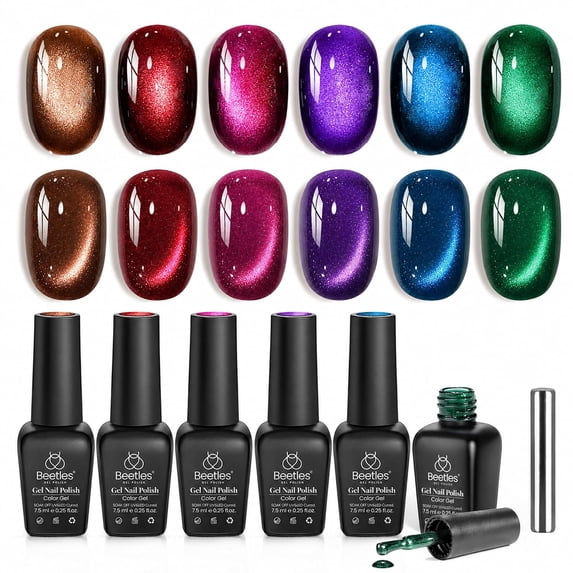 Beetles Jewel Parade Cat Eye Gel Nail Polish Set, 6 Colors Fall Cat Eye