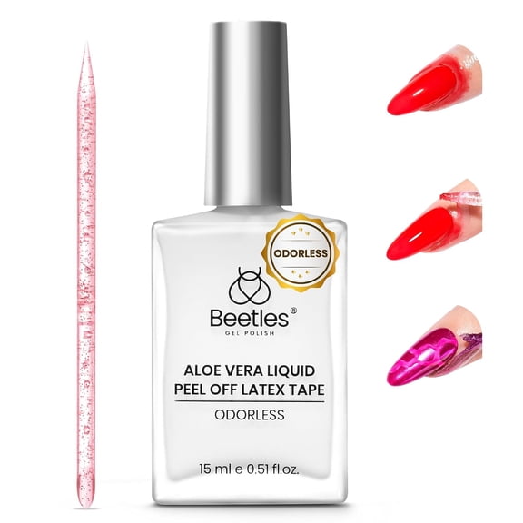 Beetles White Odorless Liquid Latex Cuticle Guard, Peel off, 15 mL