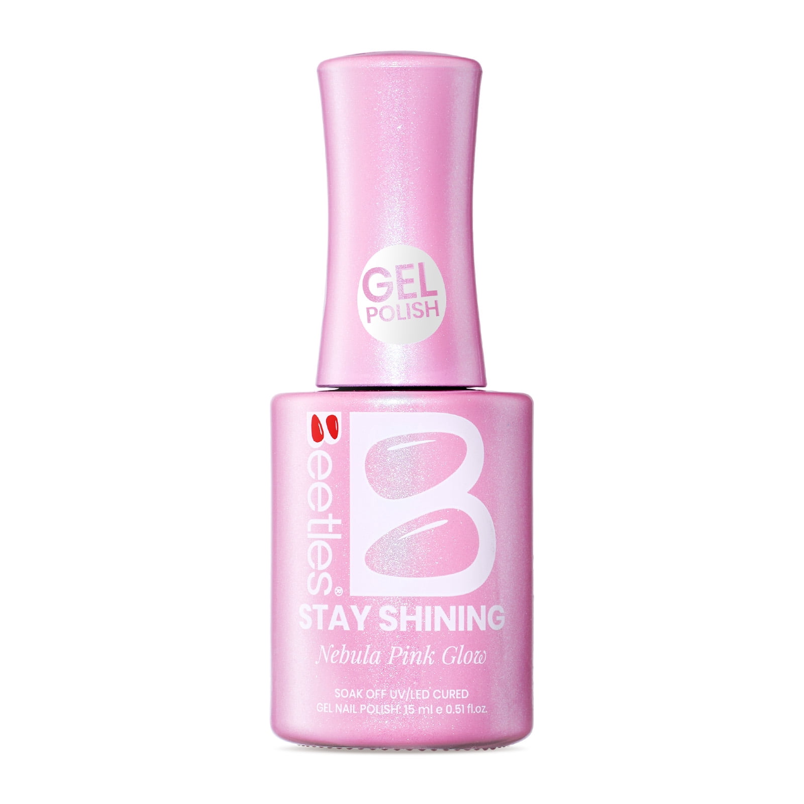 Beetles Gel Nail Polish, Stay Shining Nebula Pink Glow Shade with Textured Ribbed Effect, 0.51 fl oz