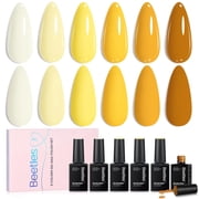 Beetles Yellow Gel Polish Set, Lemon Whisper Collecion,6 Fall Colors | Butter Pastel Light Bright Yellow Gel Polish Set UV LED Soak Off Nail for Manicure