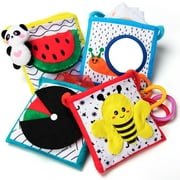 Beetoy Soft Sensory Activity Baby Toys Texture Toys 4 Packs, High Contrast Crinkle Newborn Preschool Toys With Mirror & Teether, for Kids Montessori toys Newborns toys for 0 3 6 12 Months