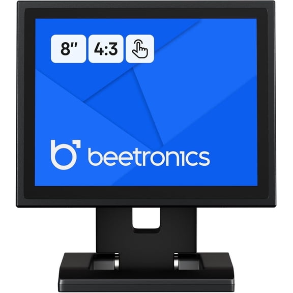 Beetronics 8 inch Touchscreen Monitor 8TSV7M, Industrial-Grade, Multi-Touch, Professional Display, Full HD, 4:3 Aspect Ratio, HDMI, DisplayPort, USB-C, VGA, Compatible with Windows PC, Mac, Linux