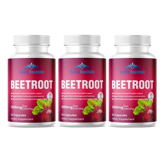 Beetroot Capsules for Heart and Blood Pressure Support (3 Bottle Pack)