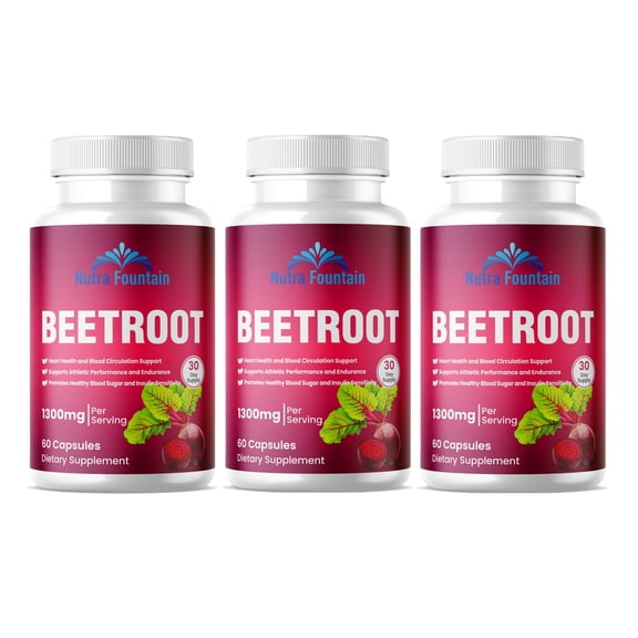 Beetroot Capsules for Heart and Blood Pressure Support (3 Bottle Pack)