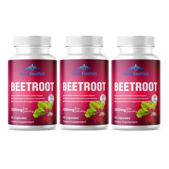 Beetroot Capsules for Heart and Blood Pressure Support (3 Bottle Pack)