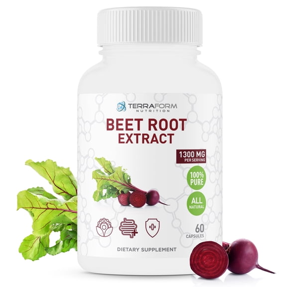 Beet Root Capsules 1300mg - Beet Root Powder Supplement - Red Beet Powder - 60 Capsules - Beet Pills & Beet Root Supplement - TerraForm Nutrition