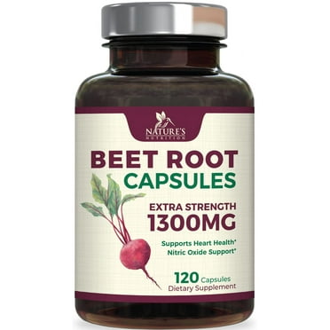 Beetroot Supplement - 1300mg Extra Strength Red Beet Root Powder Supports Nitric Oxide Production & Natural Energy - Vegan Herbal Pills Support Heart Health, GMO & Gluten Free - 120 Capsules