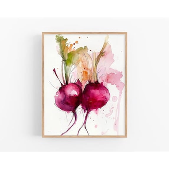 Beetroot Watercolor Poster Rustic Kitchen Wall Art Farmhouse Vegetable ...