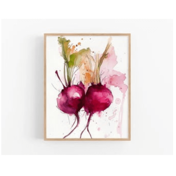 Beetroot Watercolor Style Poster Rustic Kitchen Wall Art Farmhouse Vegetable Illustration Food Decor By Feelingprints
