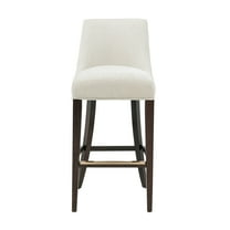 Beever Cream Chenille Barstool with Rubberwood Legs
