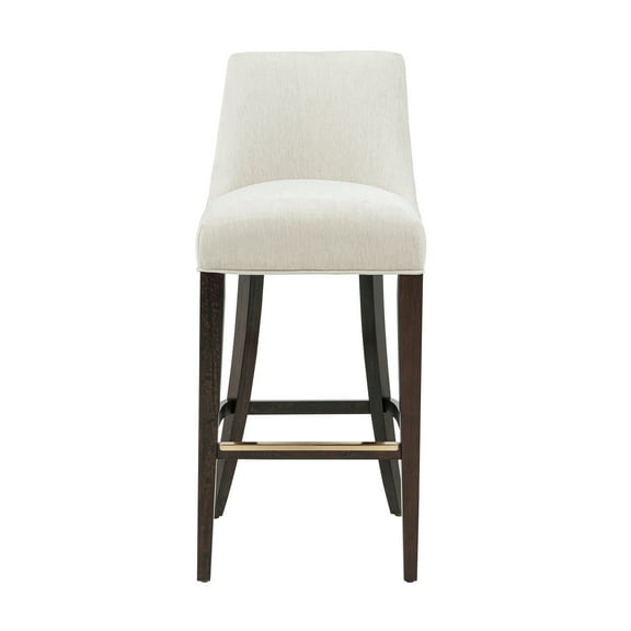 Beever Cream Chenille Barstool with Rubberwood Legs