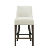 Beever Cream Chenille Counter Stool with Rubberwood Legs