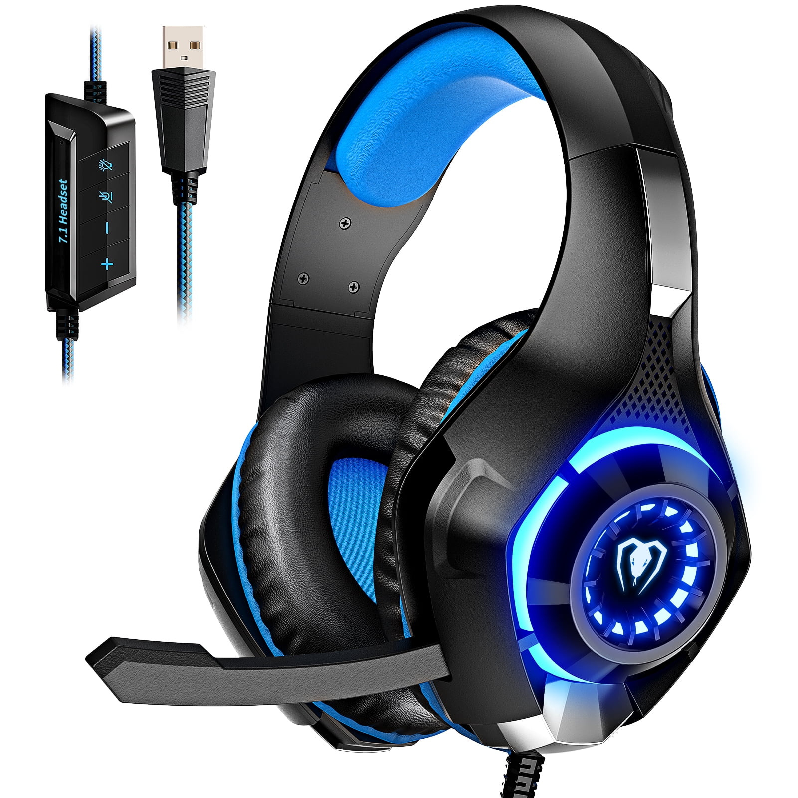 Beexcellent Gaming Headset, 7.1 Surround Sound Gaming Headphones with Noise Canceling Mic, for PC, Computer, Laptop, Mac