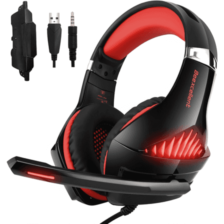 Beexcellent Gaming Headset for PS4 PS5 Xbox One Switch PC with Noise Cancelling Stereo Bass Surround Sound