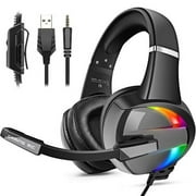 Beexcellent Gaming Headsets for PS5, PS4, Xbox One, Gaming Headphones with Noise Canceling Microphone Surround Sound & LED RGB Light for PS5 Xbox PC Laptop Mac Nintendo Switch